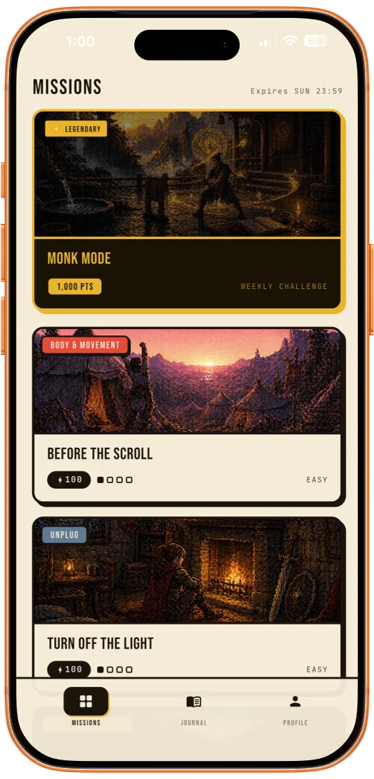 Missions screen